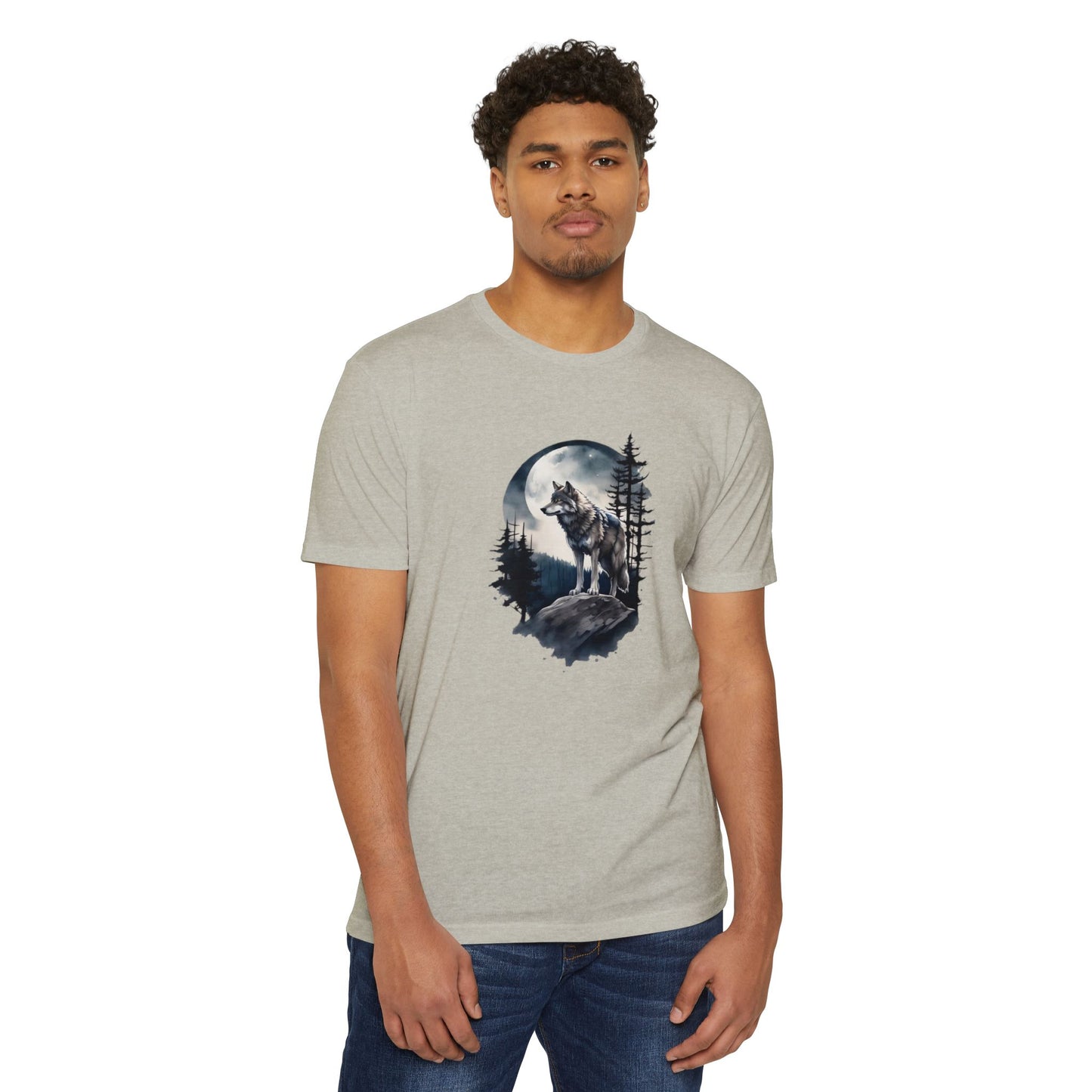 Wolf Howling Moon Unisex T-Shirt - Nature-Inspired Graphic Tee