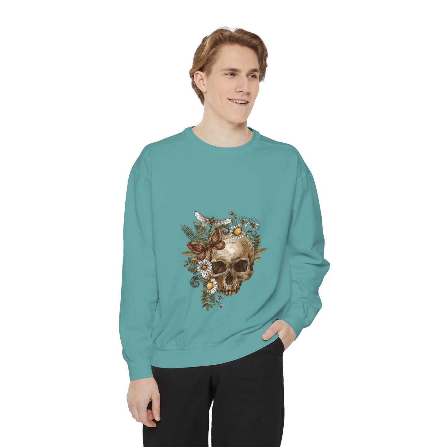 Boho Skull Floral Unisex Sweatshirt - Garden-Inspired Cozy Crew