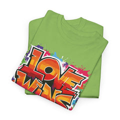 Love Wins Unisex Heavy Cotton Tee - Colorful Graphic Tee for Pride and Self-Expression