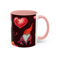 Valentine's Gnome Coffee Mug - Cute 11oz & 15oz Accent Mug with Hearts