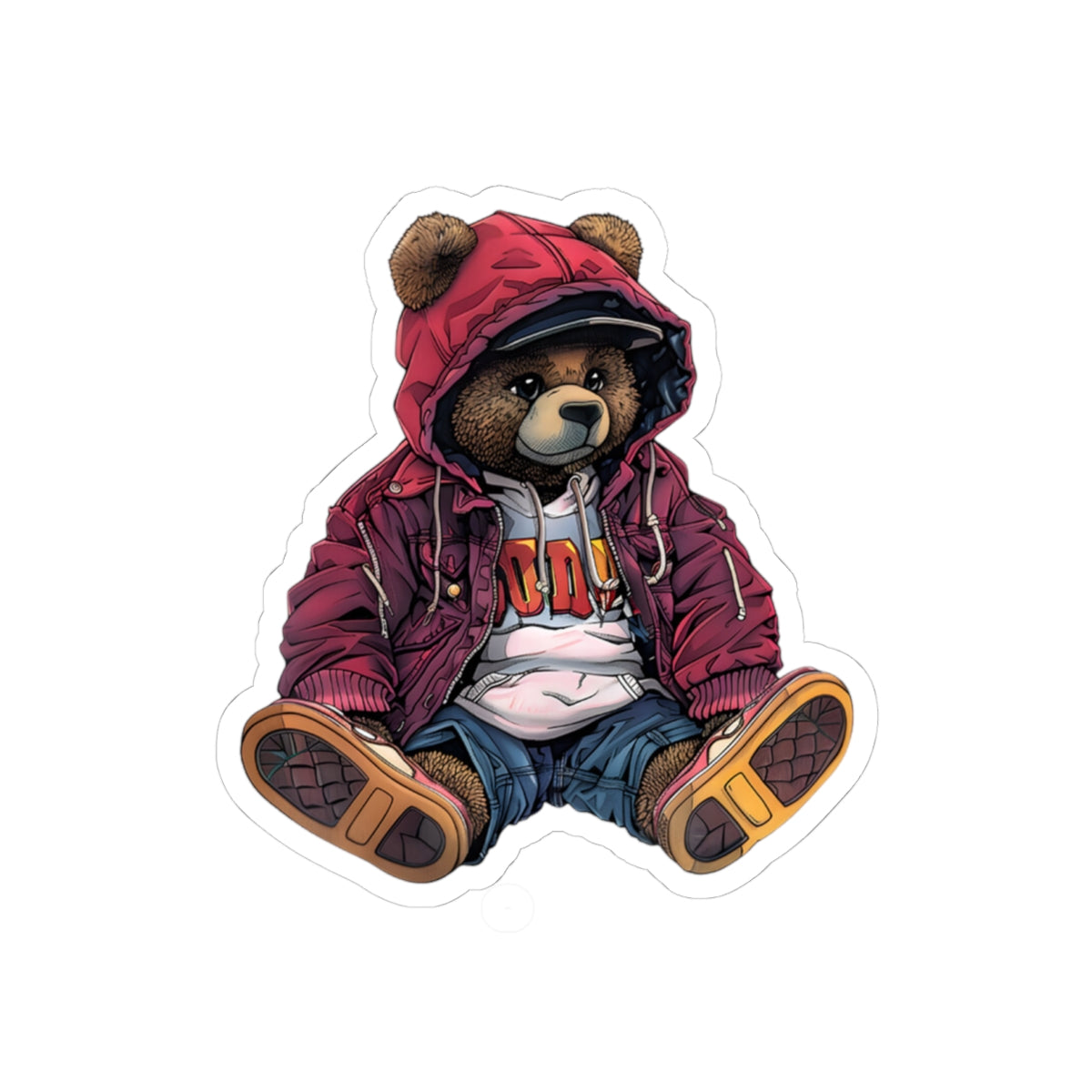 Cool Bear Kiss-Cut Stickers - Trendy Bear Design for Laptops and Notebooks