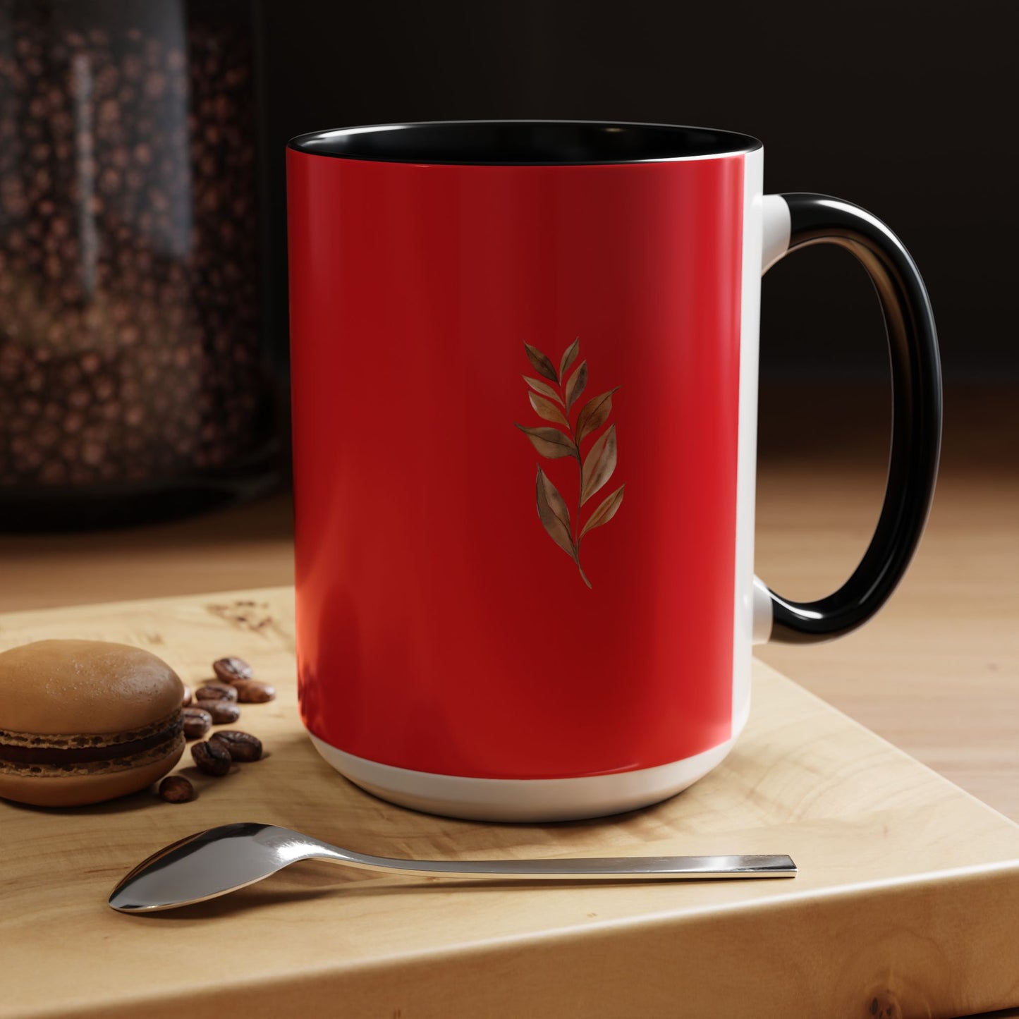 Vibrant Accent Coffee Mug with Leaf Design – Perfect for Home and Office