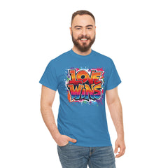 Love Wins Unisex Heavy Cotton Tee - Colorful Graphic Tee for Pride and Self-Expression