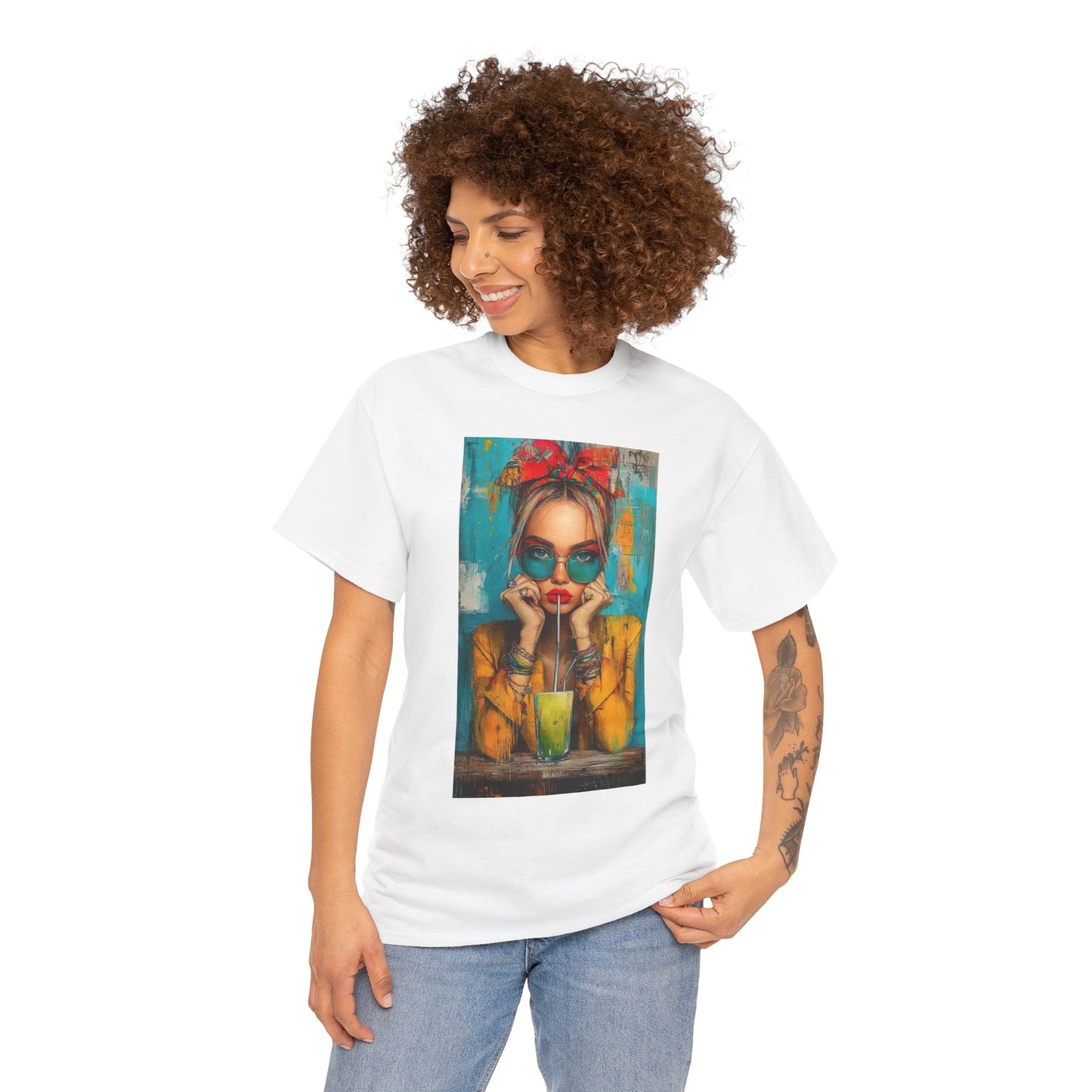 Chic Summer Vibes Unisex Heavy Cotton Tee with Colorful Art