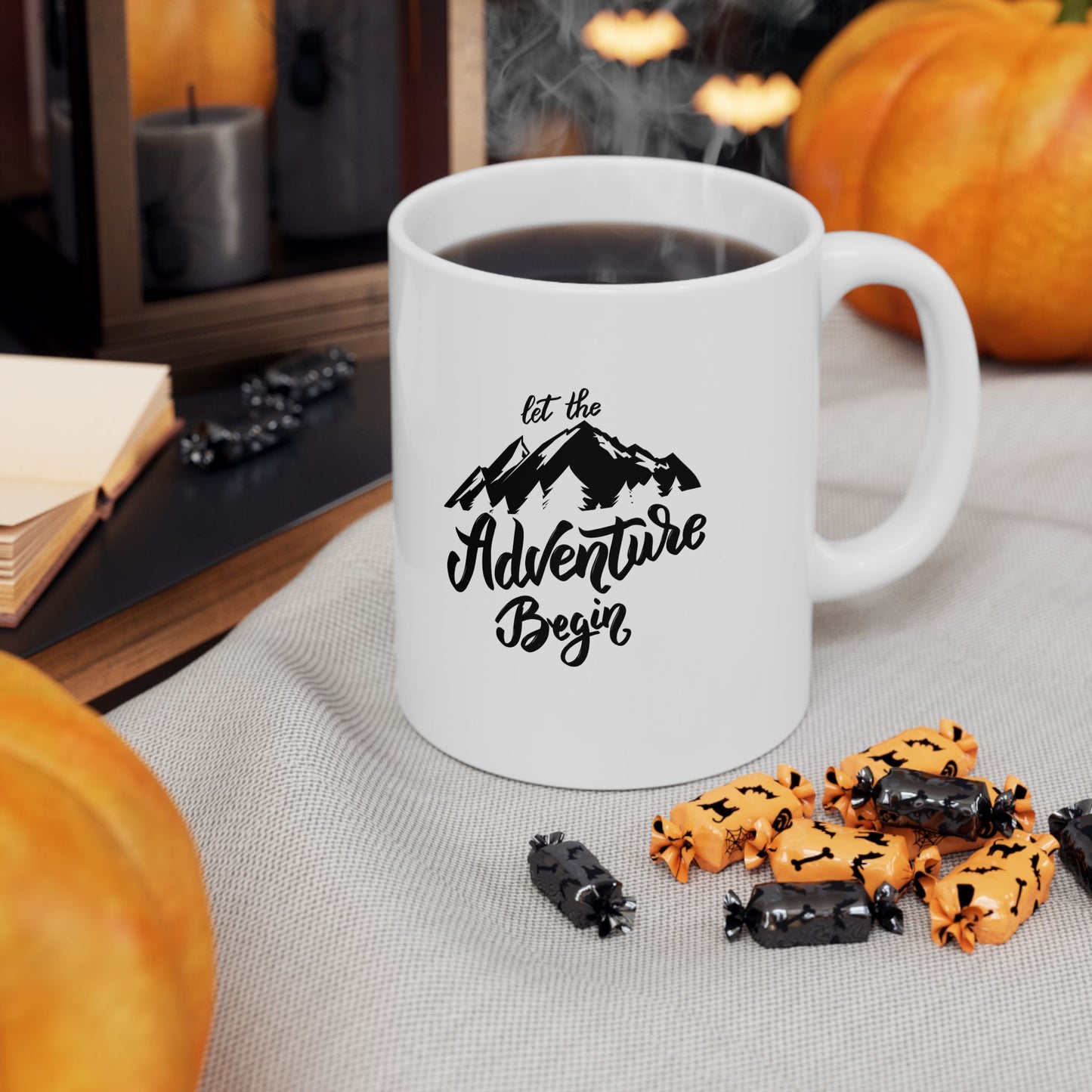 Adventure Awaits Ceramic Mug - Perfect for Coffee Lovers and Outdoor Enthusiasts