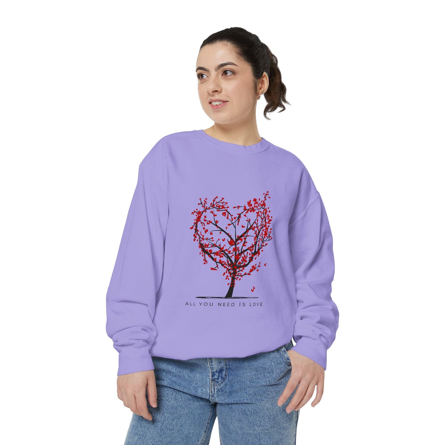 Heartfelt Love Sweatshirt - Unisex Garment-Dyed Sweatshirt for Comfort and Connection