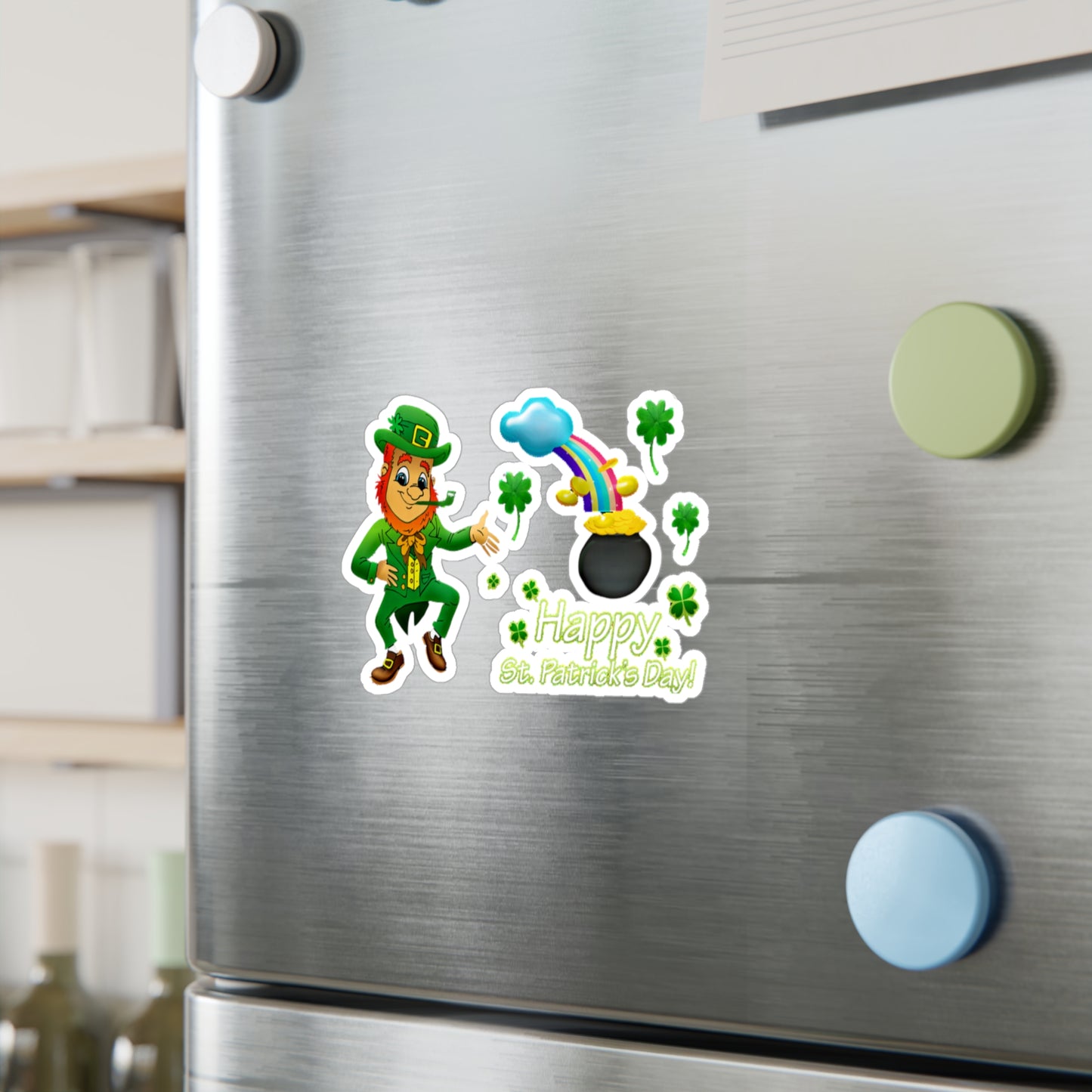 St. Patrick's Day Kiss-Cut Vinyl Decal - Cheerful Leprechaun Design