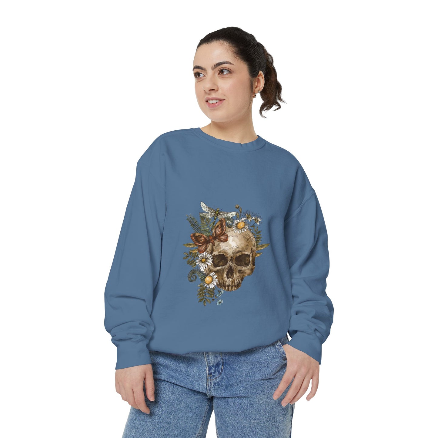 Boho Skull Floral Unisex Sweatshirt - Garden-Inspired Cozy Crew