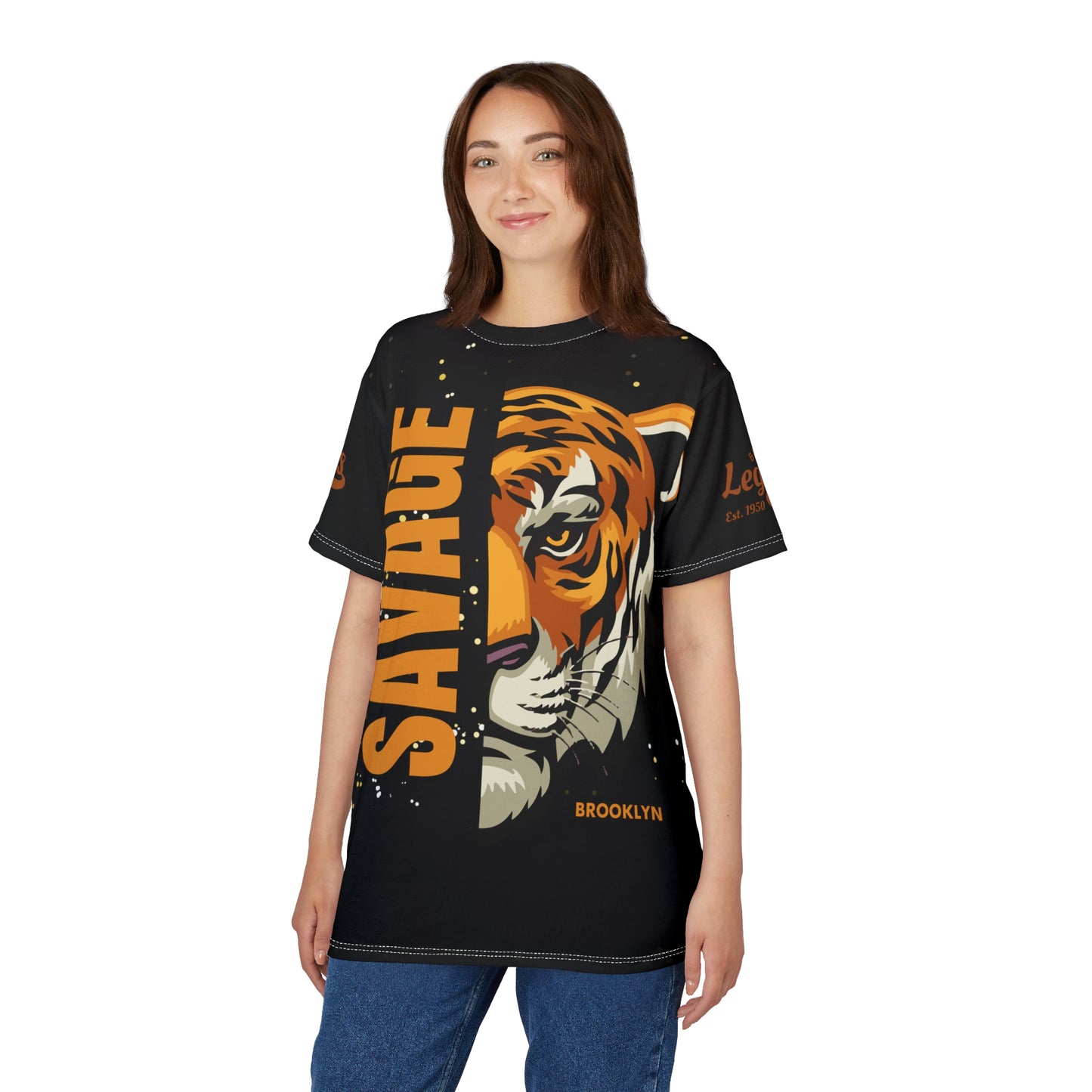 Savage Tiger Unisex Cut & Sew Tee - Bold Graphic T-Shirt for Wild Souls