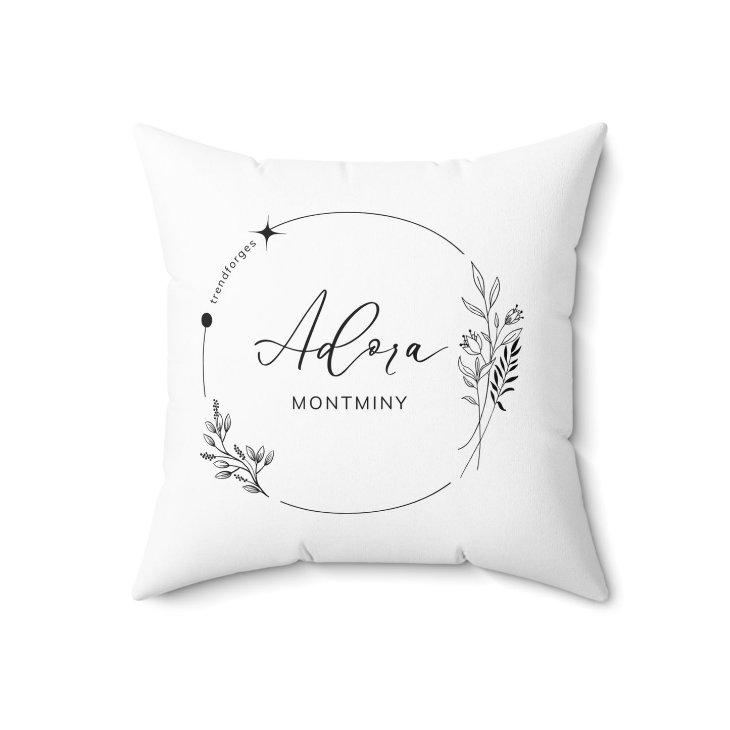 Personalized Floral Design Square Pillow - Custom Name Throw Pillow