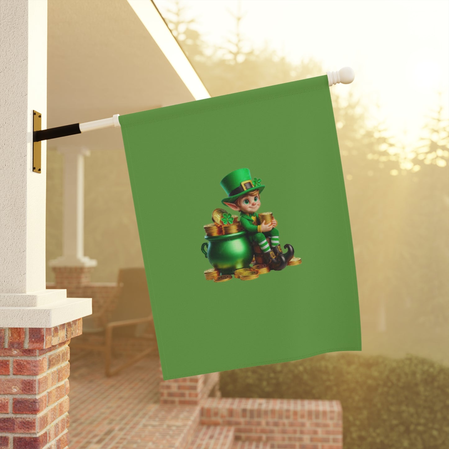 St. Patrick's Day Garden Banner with Leprechaun Design