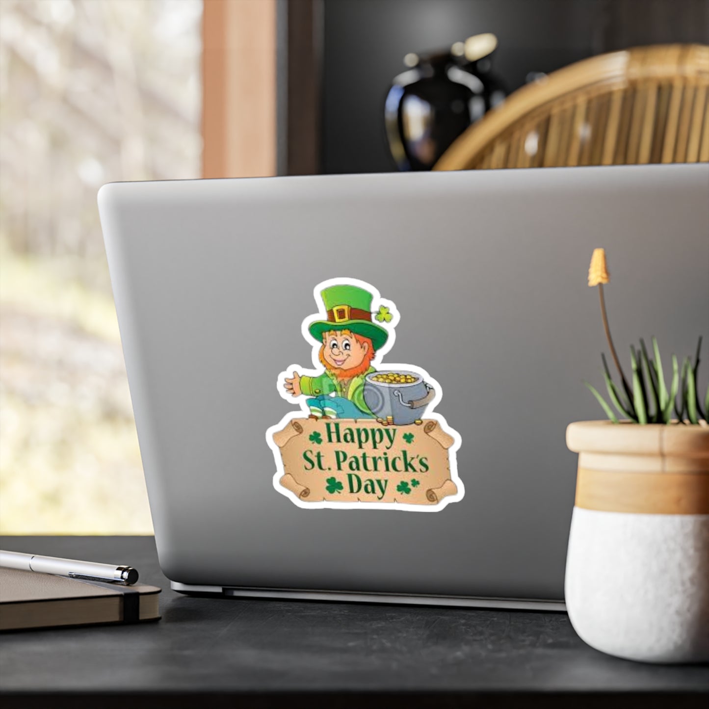 St. Patrick's Day Leprechaun Kiss-Cut Vinyl Decals - Cheerful Holiday Stickers for Home Decor