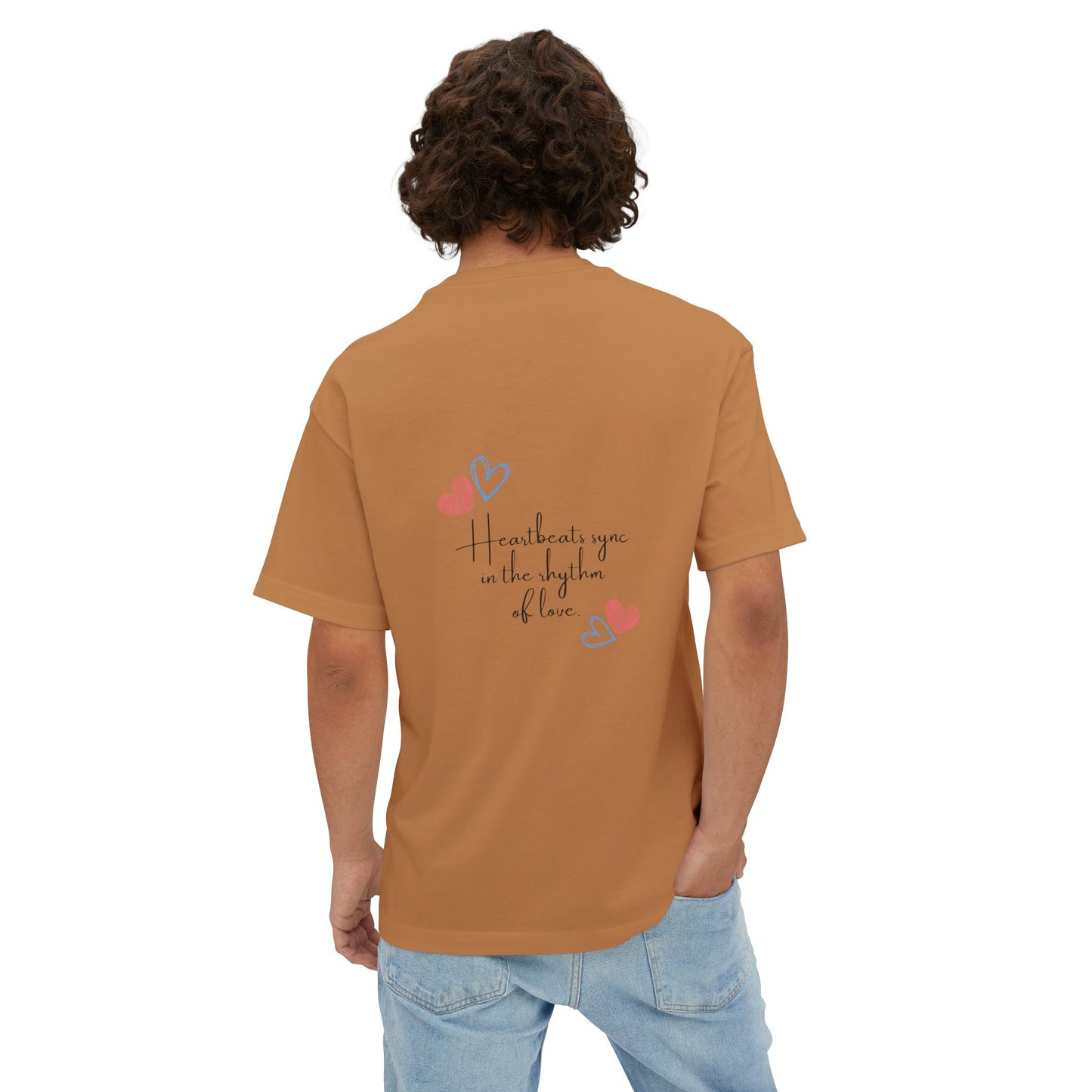 Romantic Unisex Oversized Boxy Tee - "All You Need Is Love" & Heartbeat Design