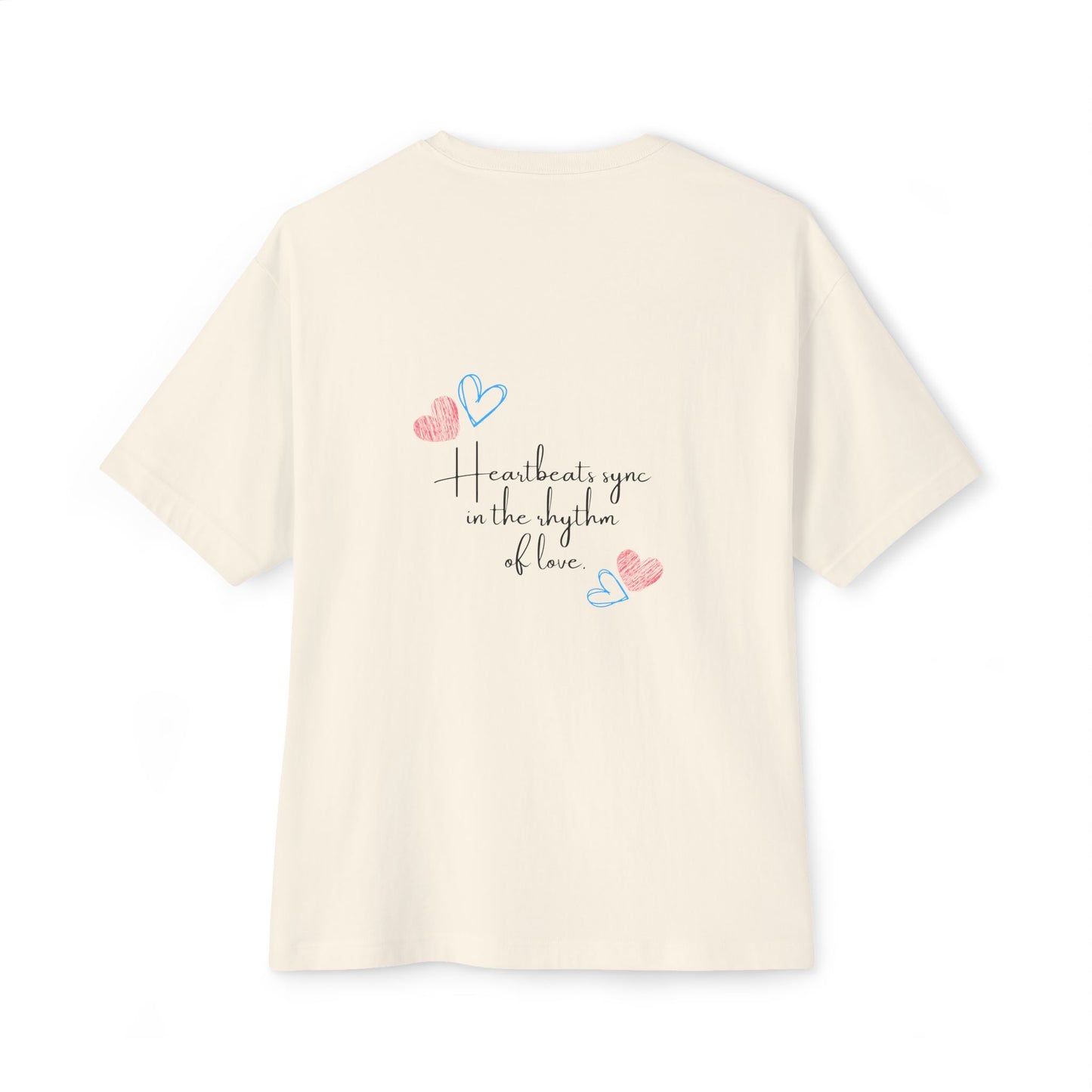 Romantic Unisex Oversized Boxy Tee - "All You Need Is Love" & Heartbeat Design