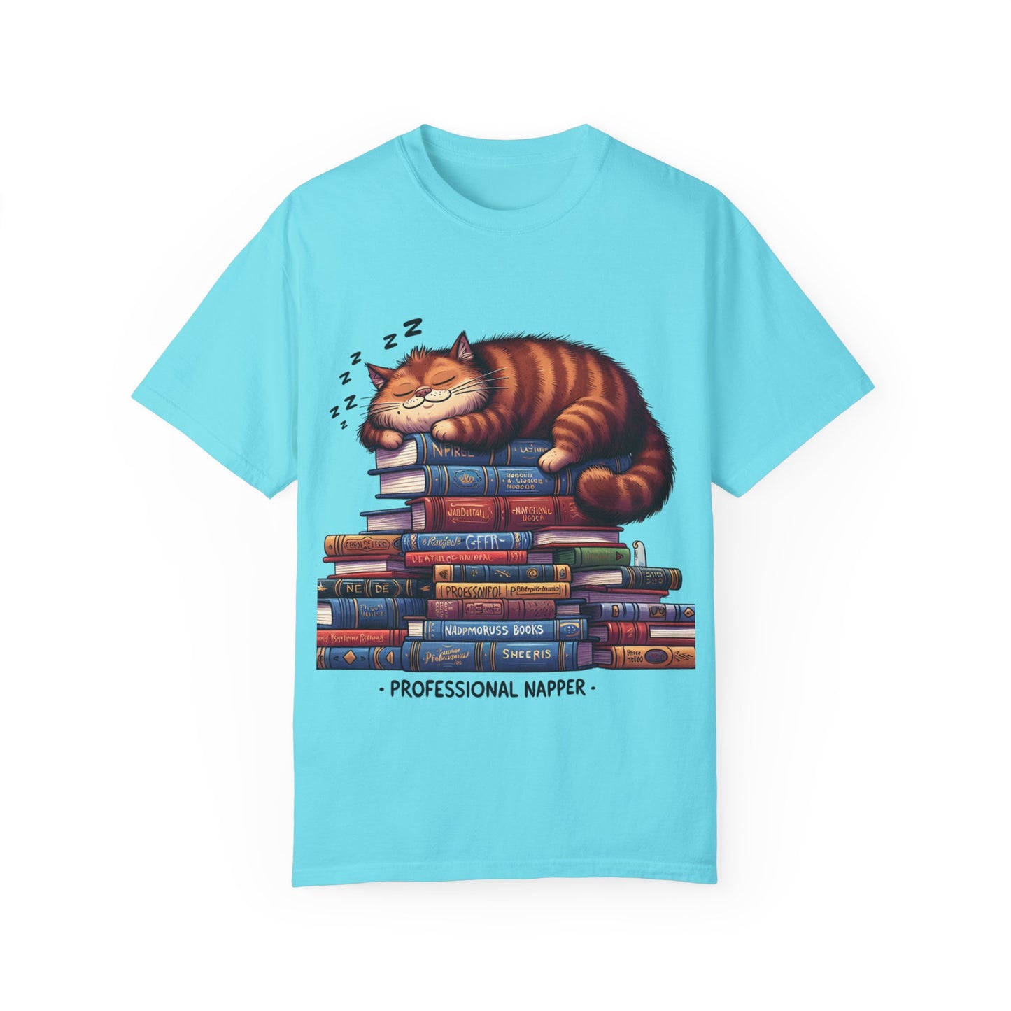 Professional Napper Cat T-Shirt | Unisex Garment-Dyed Tee for Book Lovers