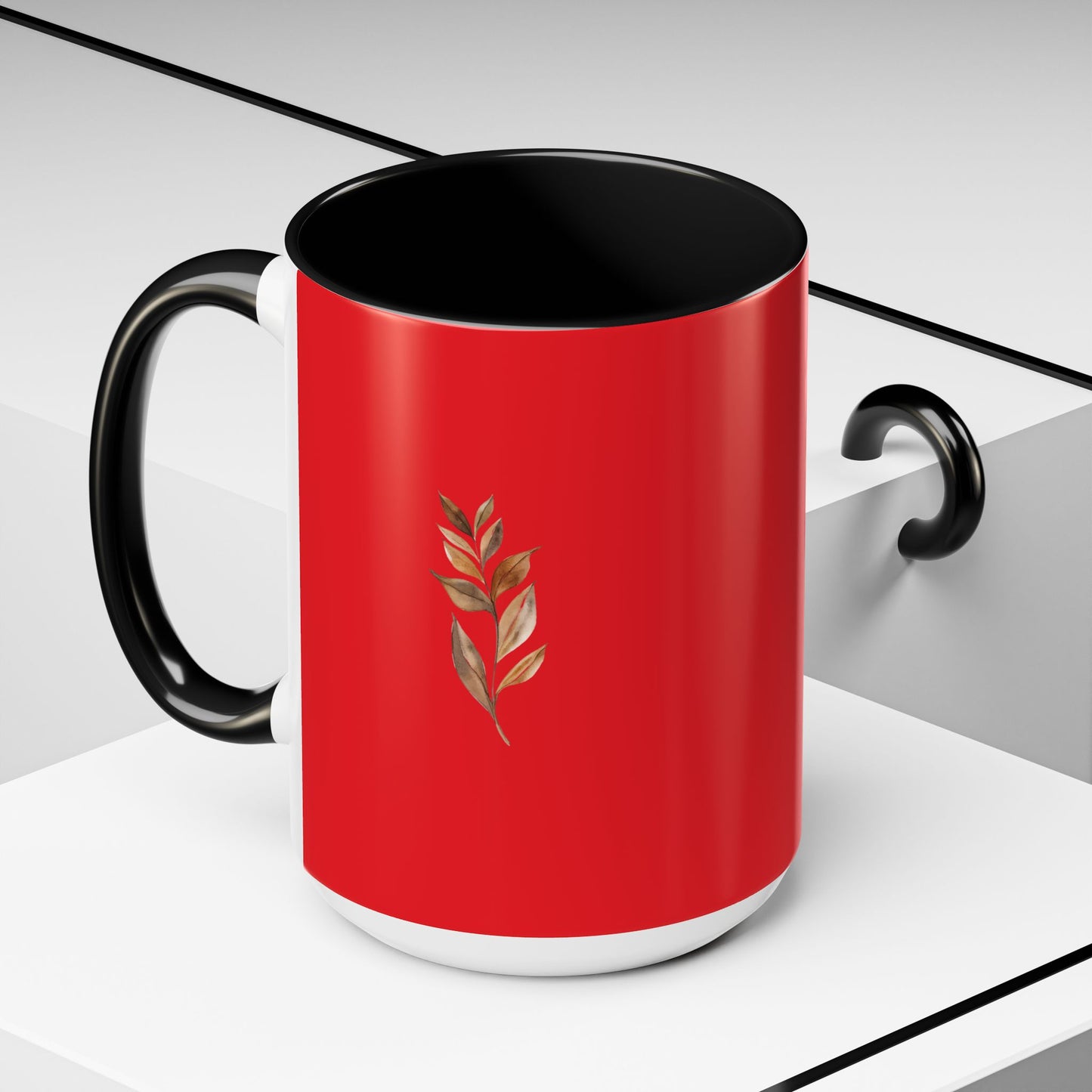 Vibrant Accent Coffee Mug with Leaf Design – Perfect for Home and Office