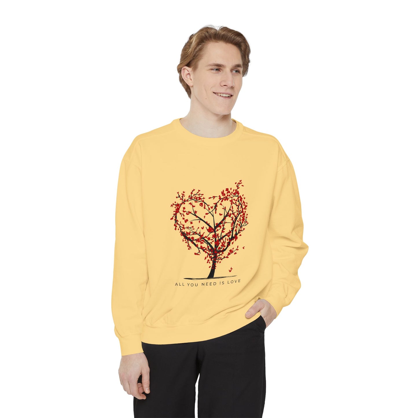 Heartfelt Love Sweatshirt - Unisex Garment-Dyed Sweatshirt for Comfort and Connection