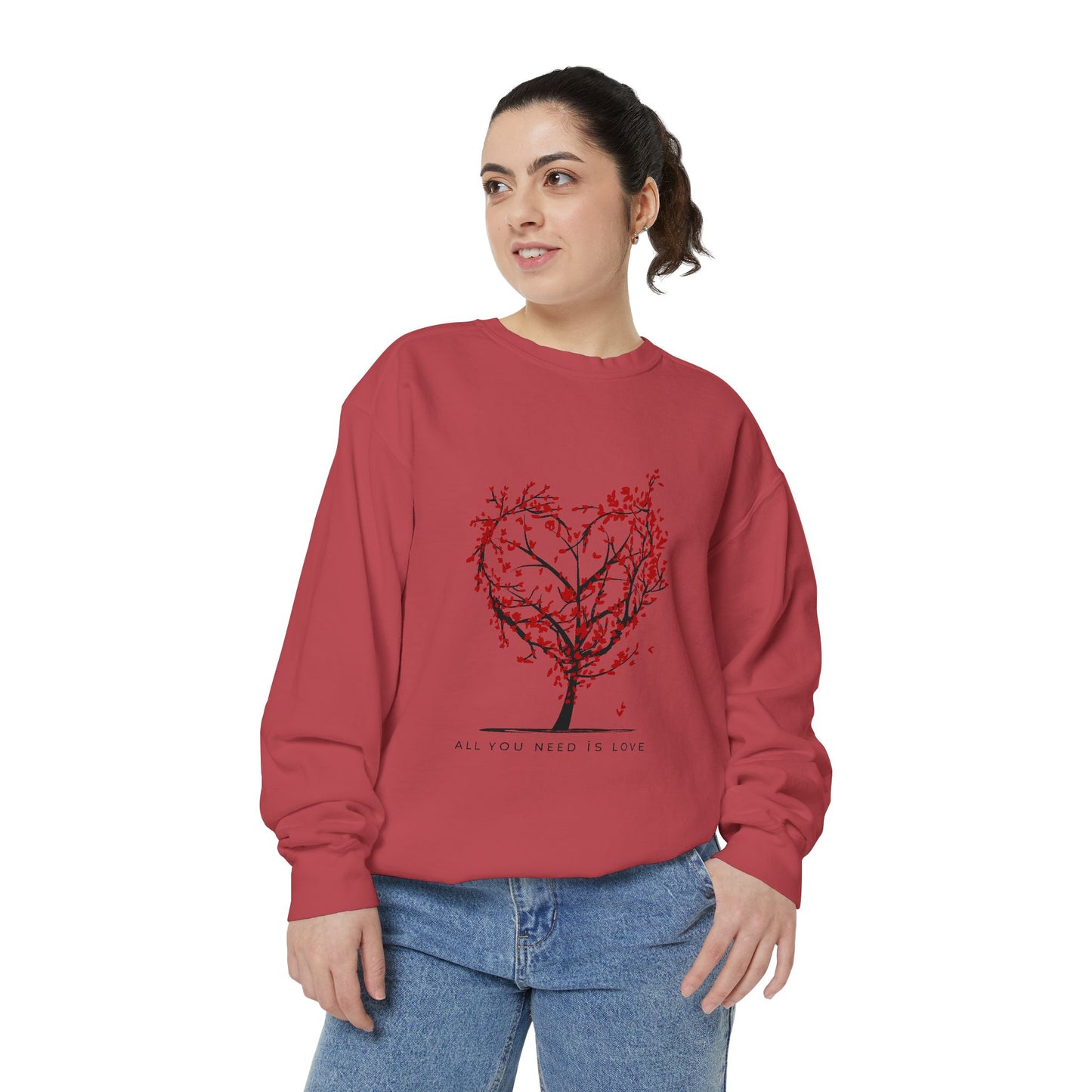 Heartfelt Love Sweatshirt - Unisex Garment-Dyed Sweatshirt for Comfort and Connection