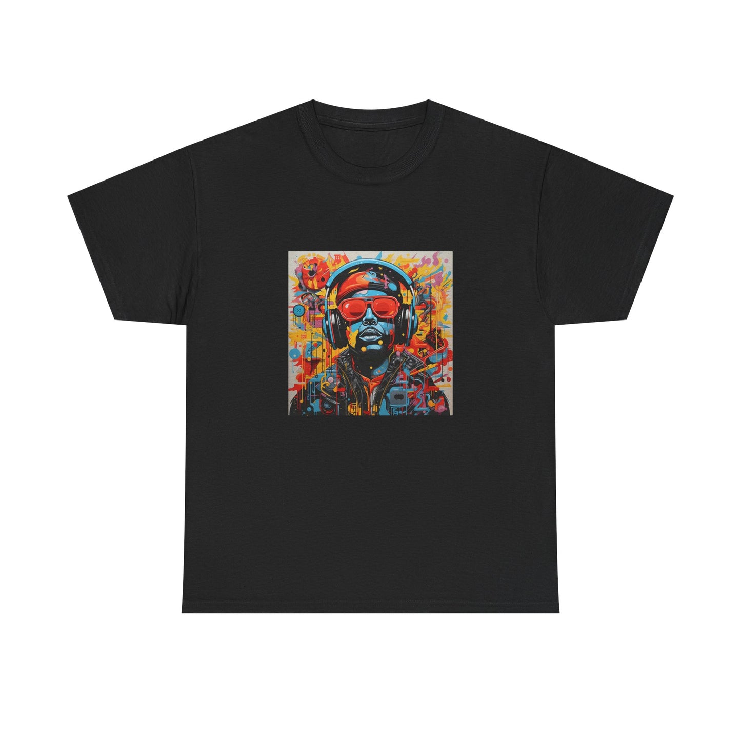 Vibrant Unisex Heavy Cotton Tee - Colorful Music & Travel Art