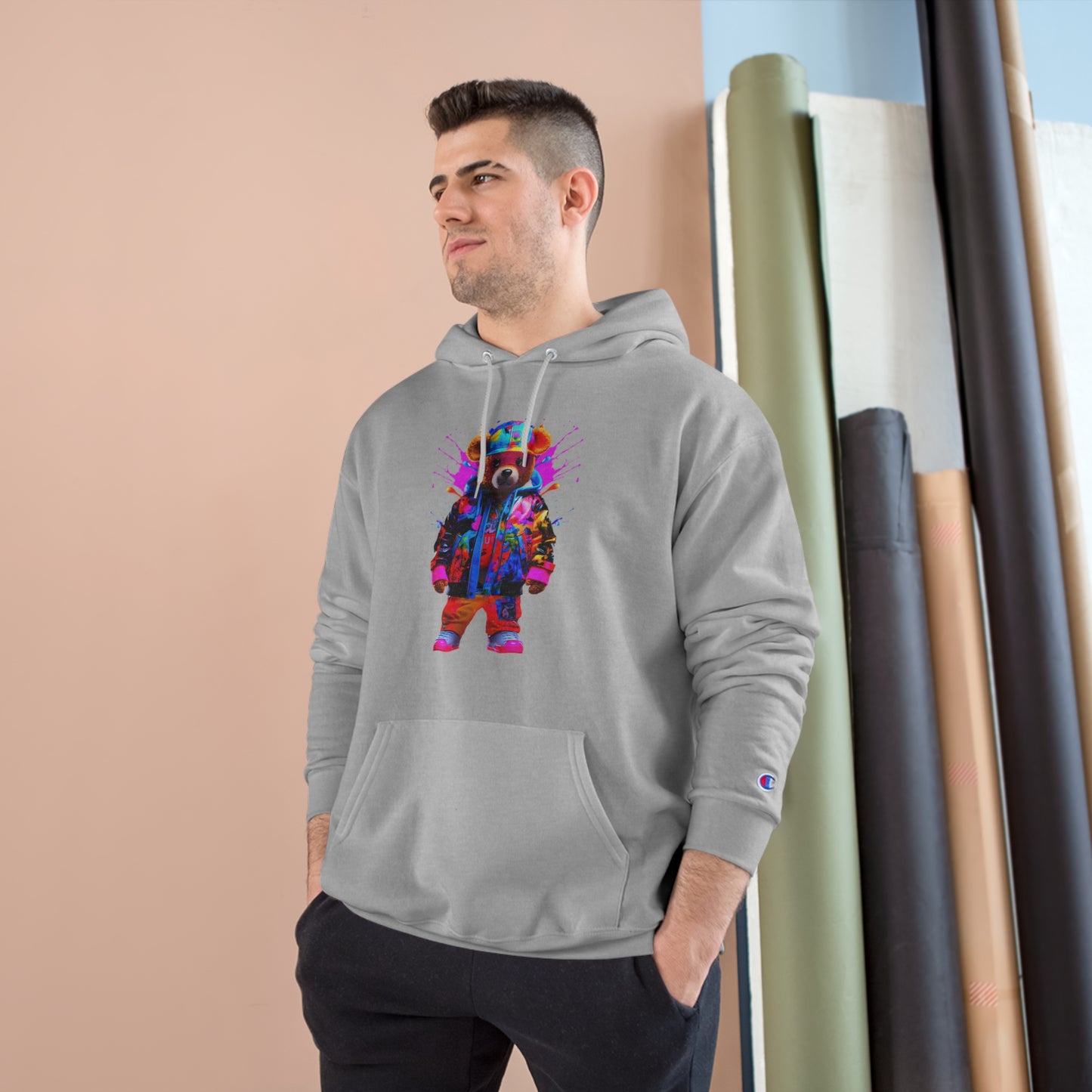 Colorful Bear Champion Hoodie for Kids - Fun and Playful Sweatshirt