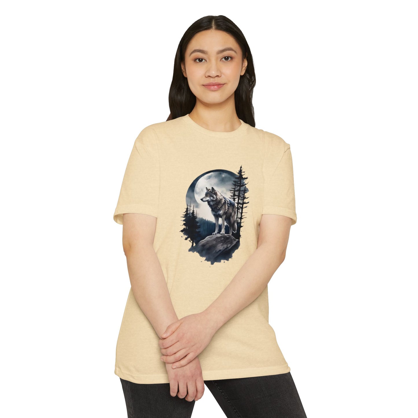 Wolf Howling Moon Unisex T-Shirt - Nature-Inspired Graphic Tee