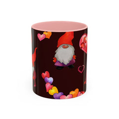 Valentine's Gnome Coffee Mug - Cute 11oz & 15oz Accent Mug with Hearts