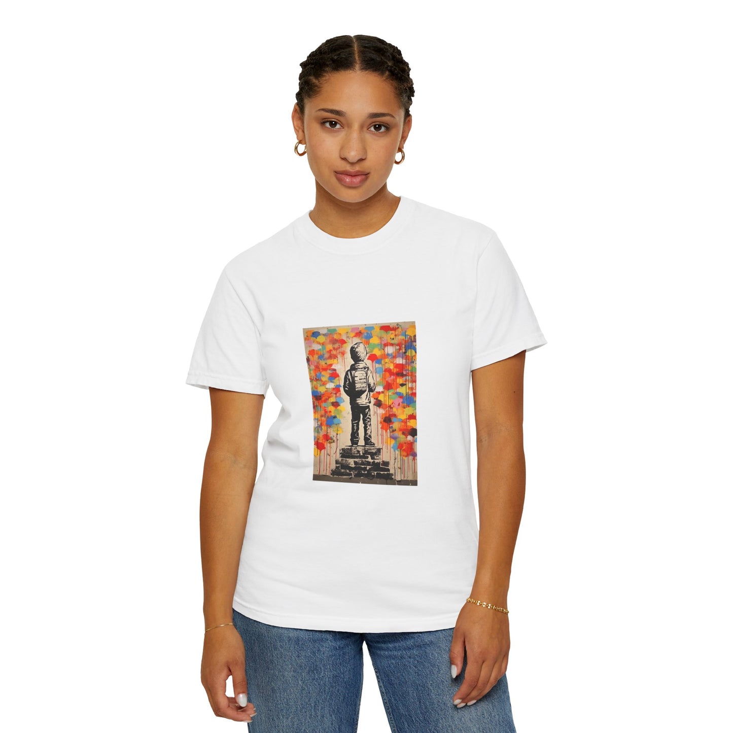 Garment-Dyed Unisex T-Shirt with Colorful Street Art Print