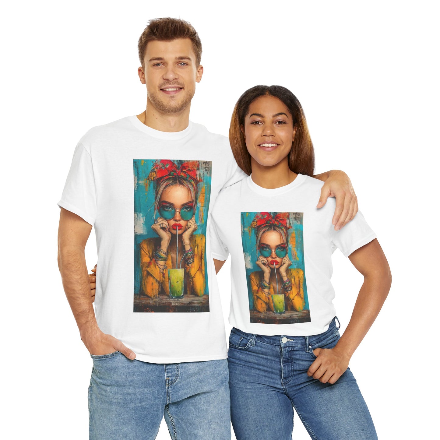 Chic Summer Vibes Unisex Heavy Cotton Tee with Colorful Art