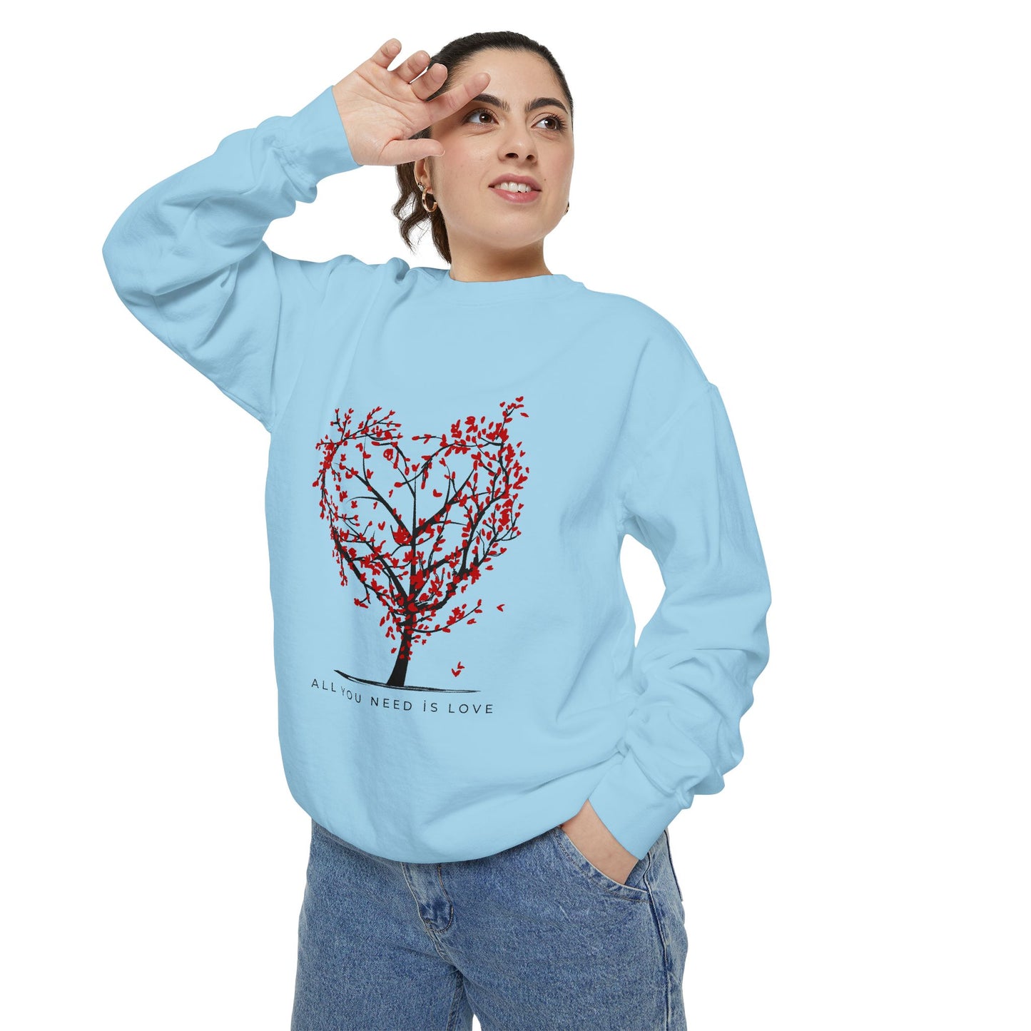 Heartfelt Love Sweatshirt - Unisex Garment-Dyed Sweatshirt for Comfort and Connection