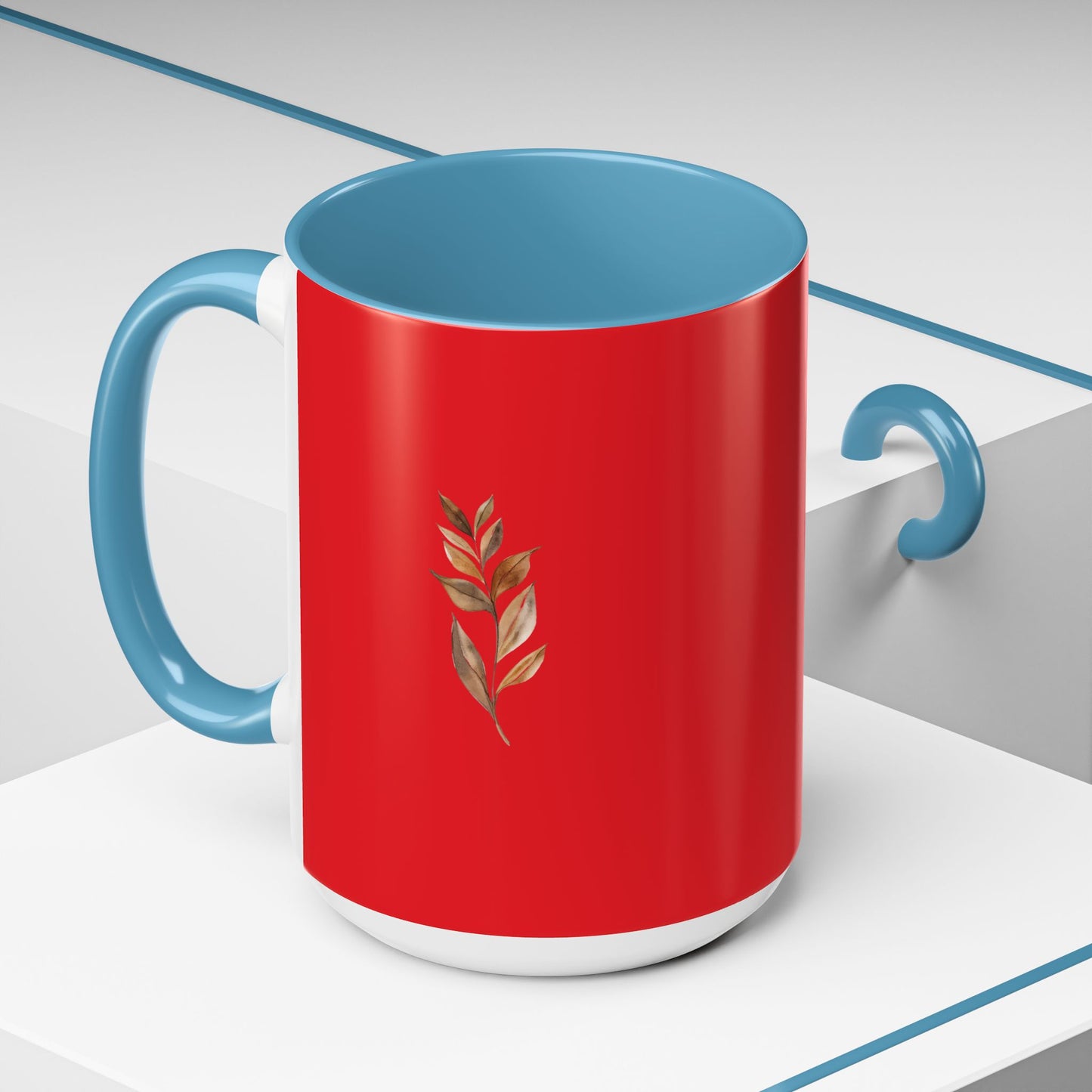 Vibrant Accent Coffee Mug with Leaf Design – Perfect for Home and Office