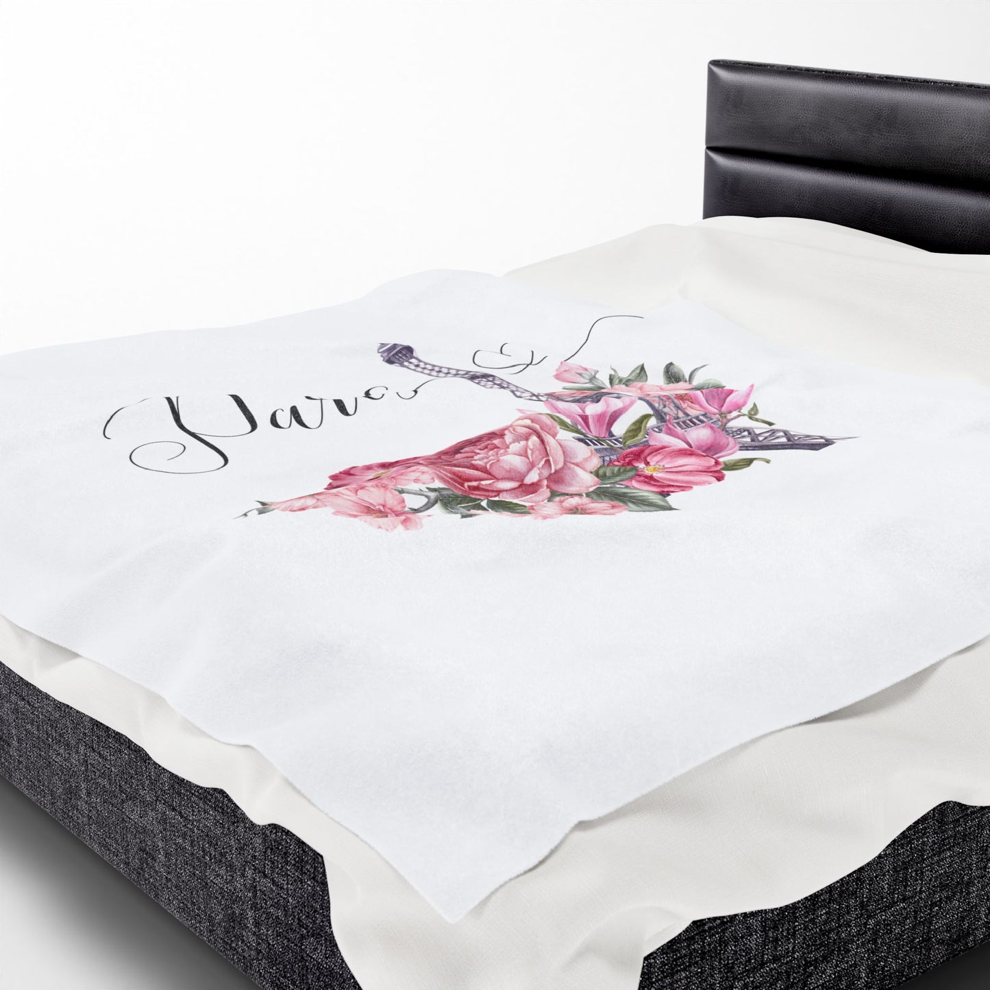 Paris Floral Velveteen Plush Blanket - Cozy Home Decor