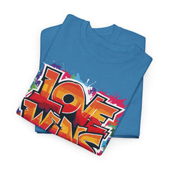 Love Wins Unisex Heavy Cotton Tee - Colorful Graphic Tee for Pride and Self-Expression