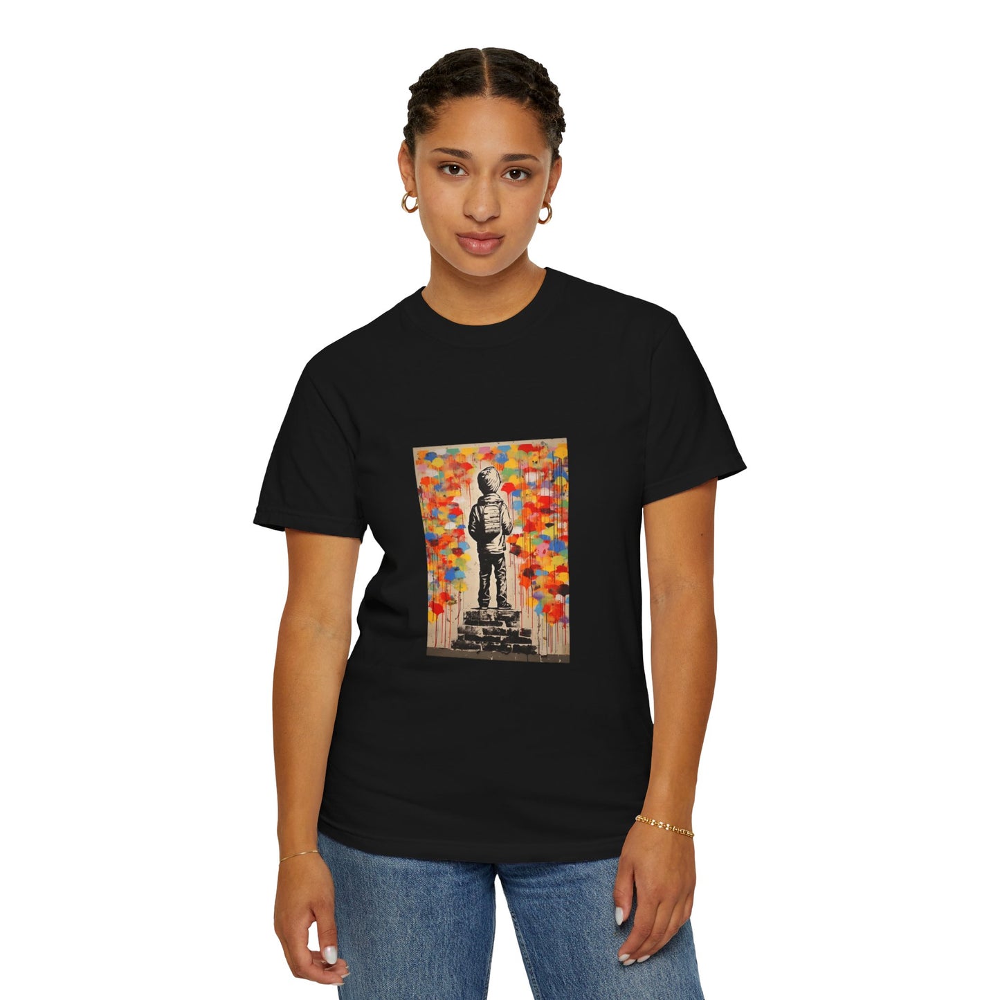 Garment-Dyed Unisex T-Shirt with Colorful Street Art Print