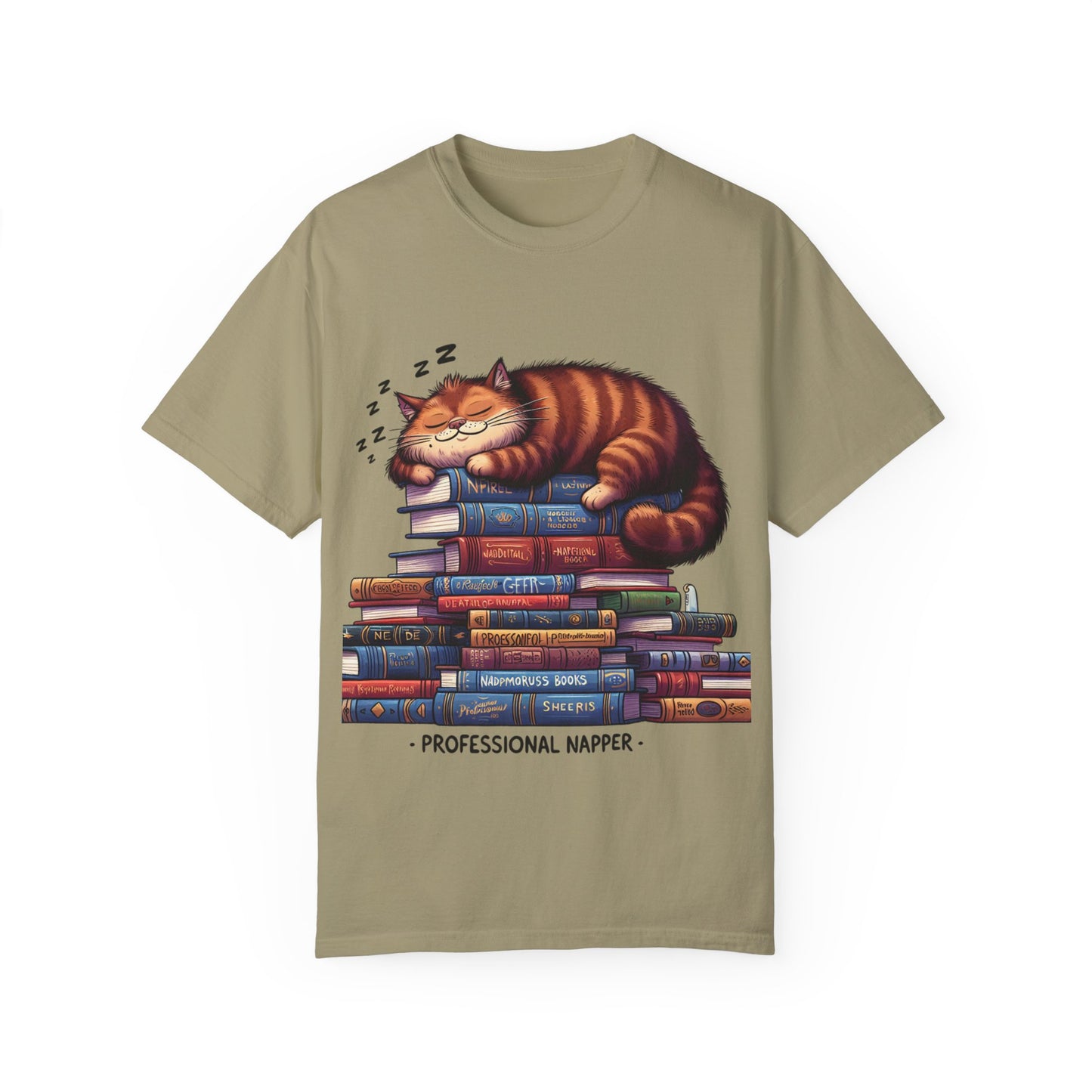 Professional Napper Cat T-Shirt | Unisex Garment-Dyed Tee for Book Lovers