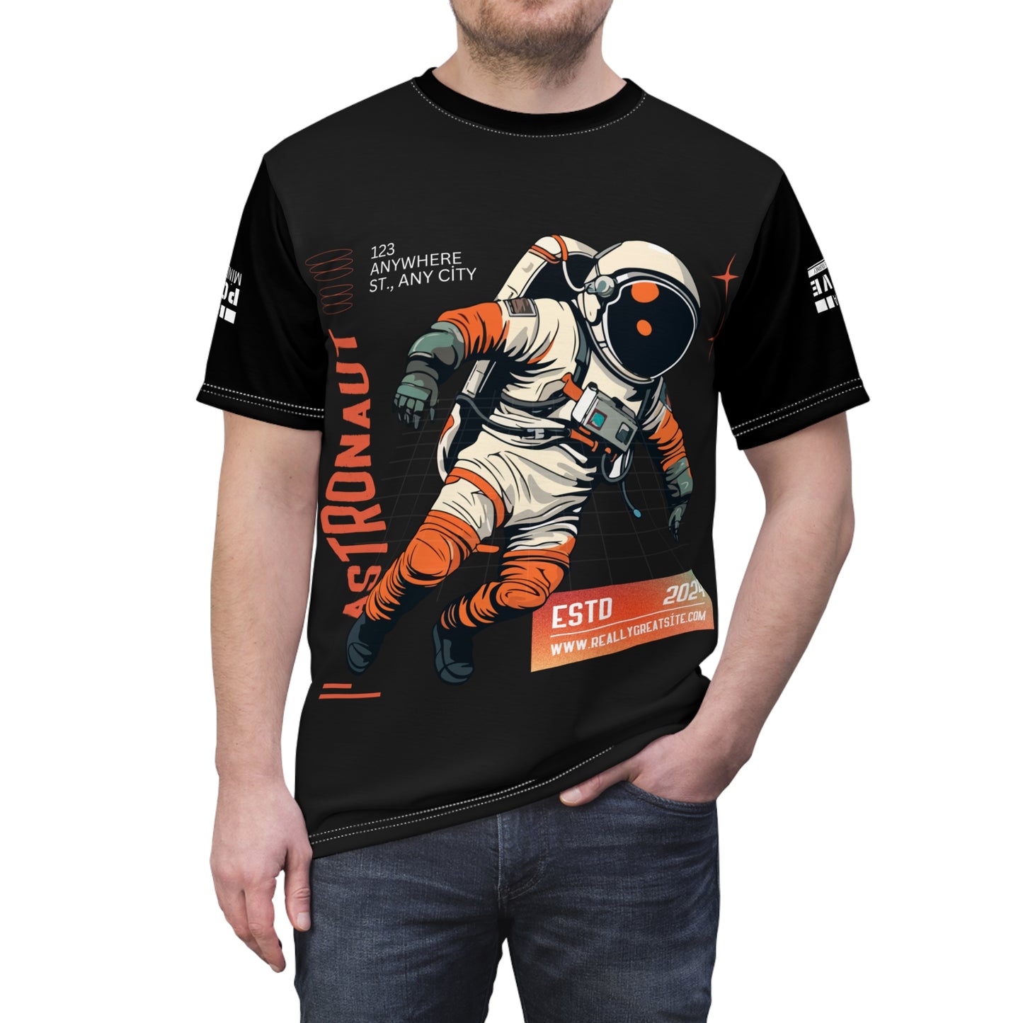 Astronaut Adventure Unisex Cut & Sew Tee - Space Exploration Design, Perfect for Sci-Fi Fans