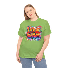 Love Wins Unisex Heavy Cotton Tee - Colorful Graphic Tee for Pride and Self-Expression