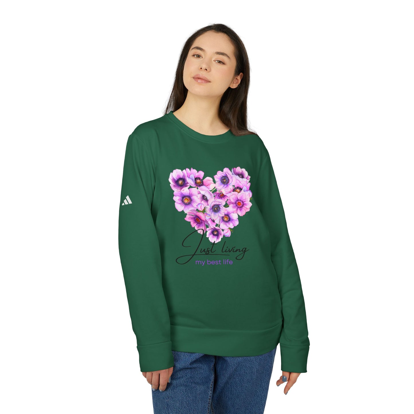 Adidas Unisex Floral Heart Sweatshirt - Just Living My Best Life