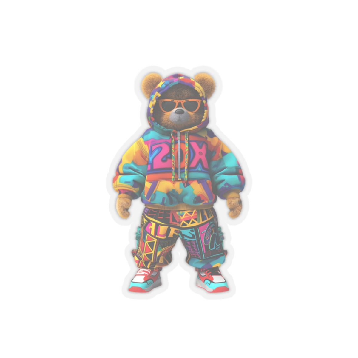 Cool Bear Streetwear Kiss-Cut Stickers - Vibrant Hip-Hop Vibe for Trendsetters