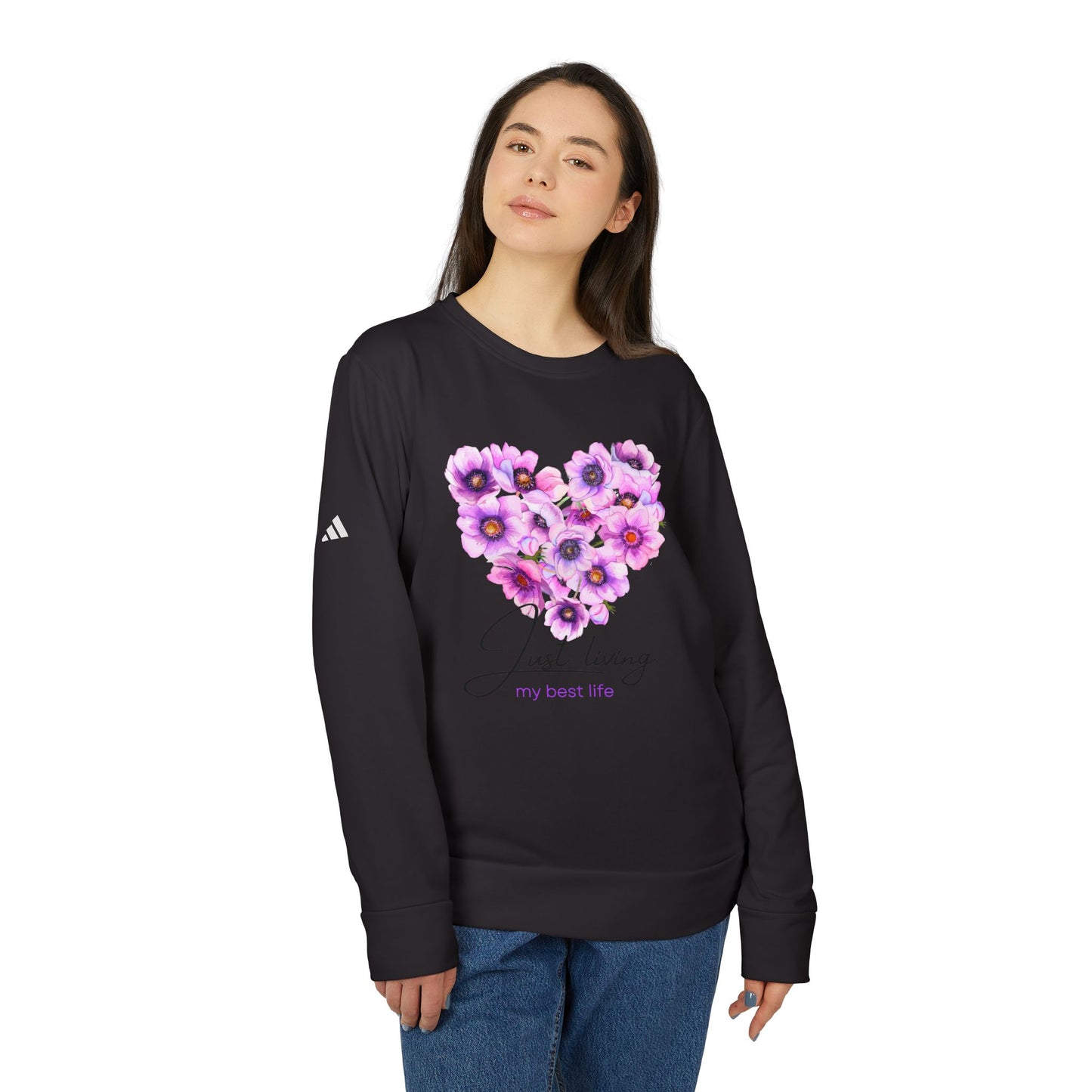 Adidas Unisex Floral Heart Sweatshirt - Just Living My Best Life