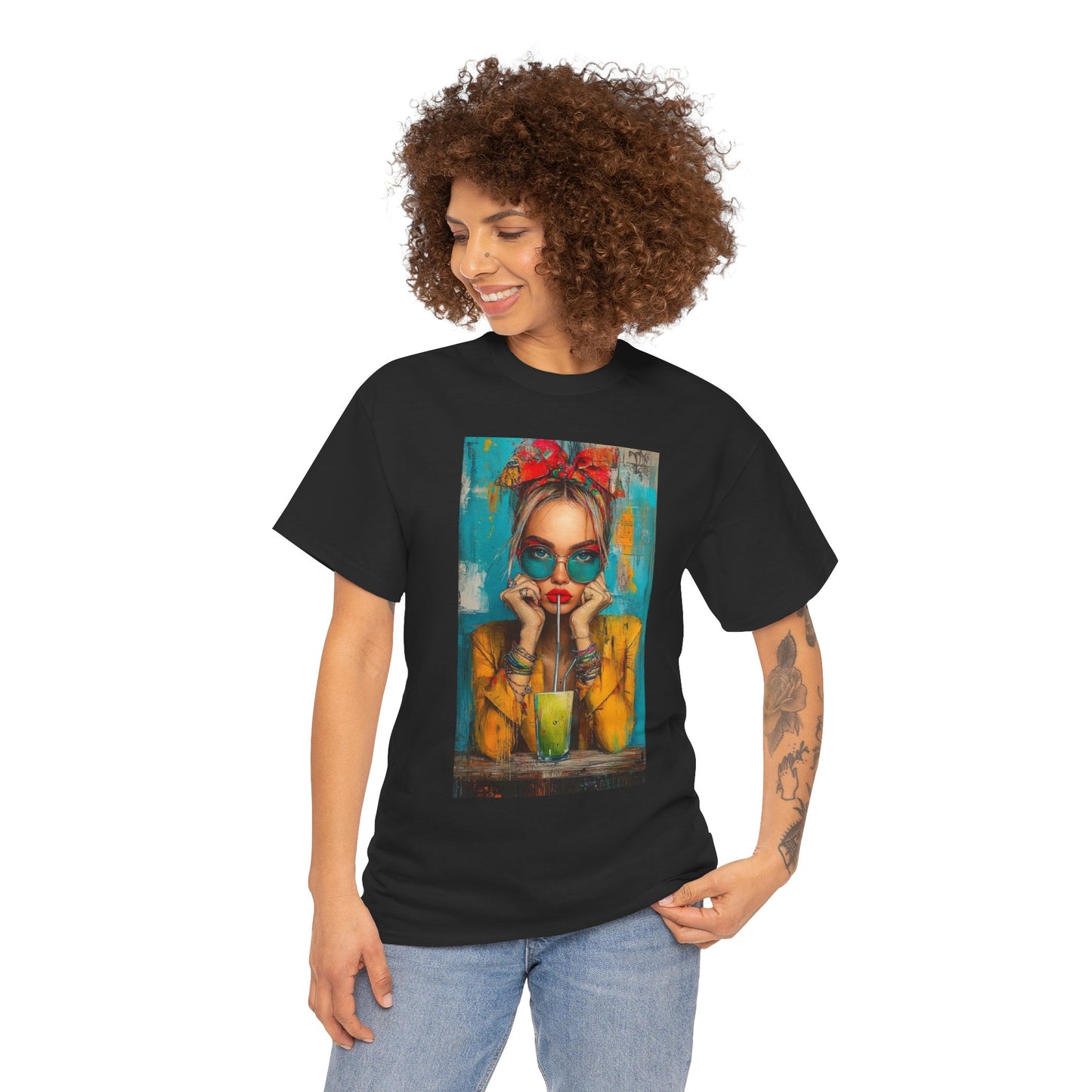 Chic Summer Vibes Unisex Heavy Cotton Tee with Colorful Art