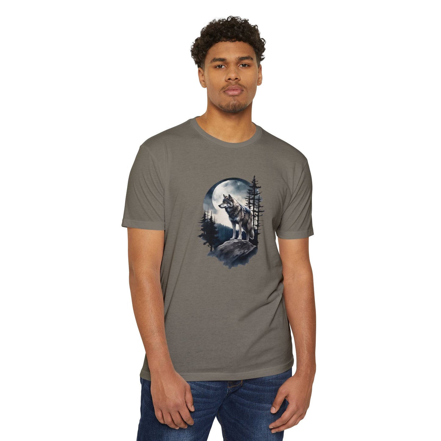 Wolf Howling Moon Unisex T-Shirt - Nature-Inspired Graphic Tee