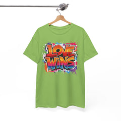 Love Wins Unisex Heavy Cotton Tee - Colorful Graphic Tee for Pride and Self-Expression