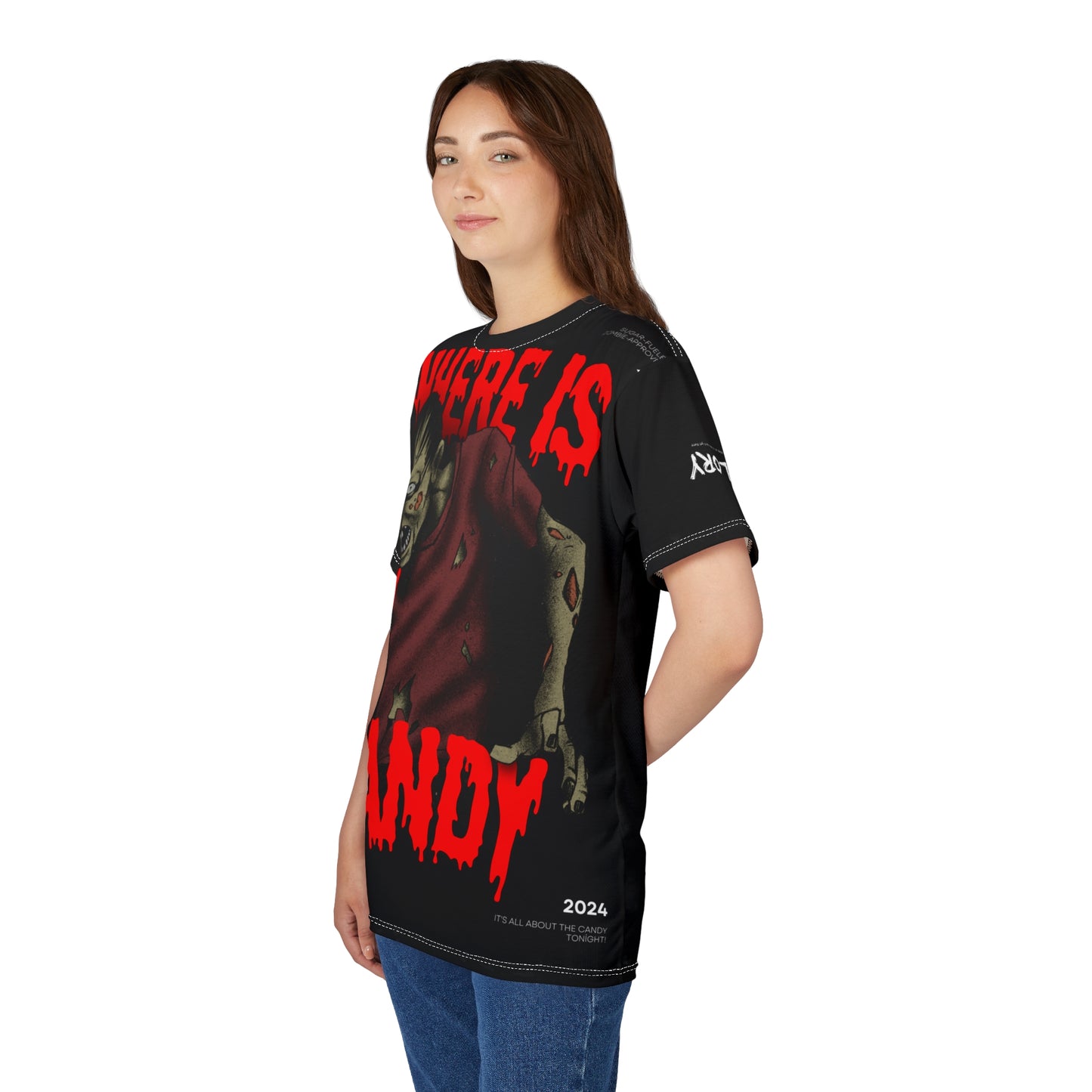 Halloween Zombie Tee - 'Where Is My Candy?' Unisex Cut & Sew T-Shirt