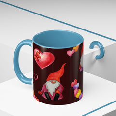 Valentine's Gnome Coffee Mug - Cute 11oz & 15oz Accent Mug with Hearts