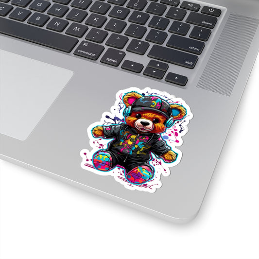 Colorful Bear Character Kiss-Cut Stickers - Fun Laptop Decor for Kids & Teens