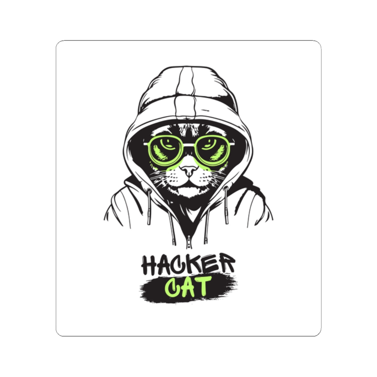 Hacker Cat Kiss-Cut Stickers | Cool Cat Art for Tech Lovers