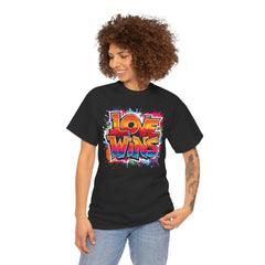 Love Wins Unisex Heavy Cotton Tee - Colorful Graphic Tee for Pride and Self-Expression
