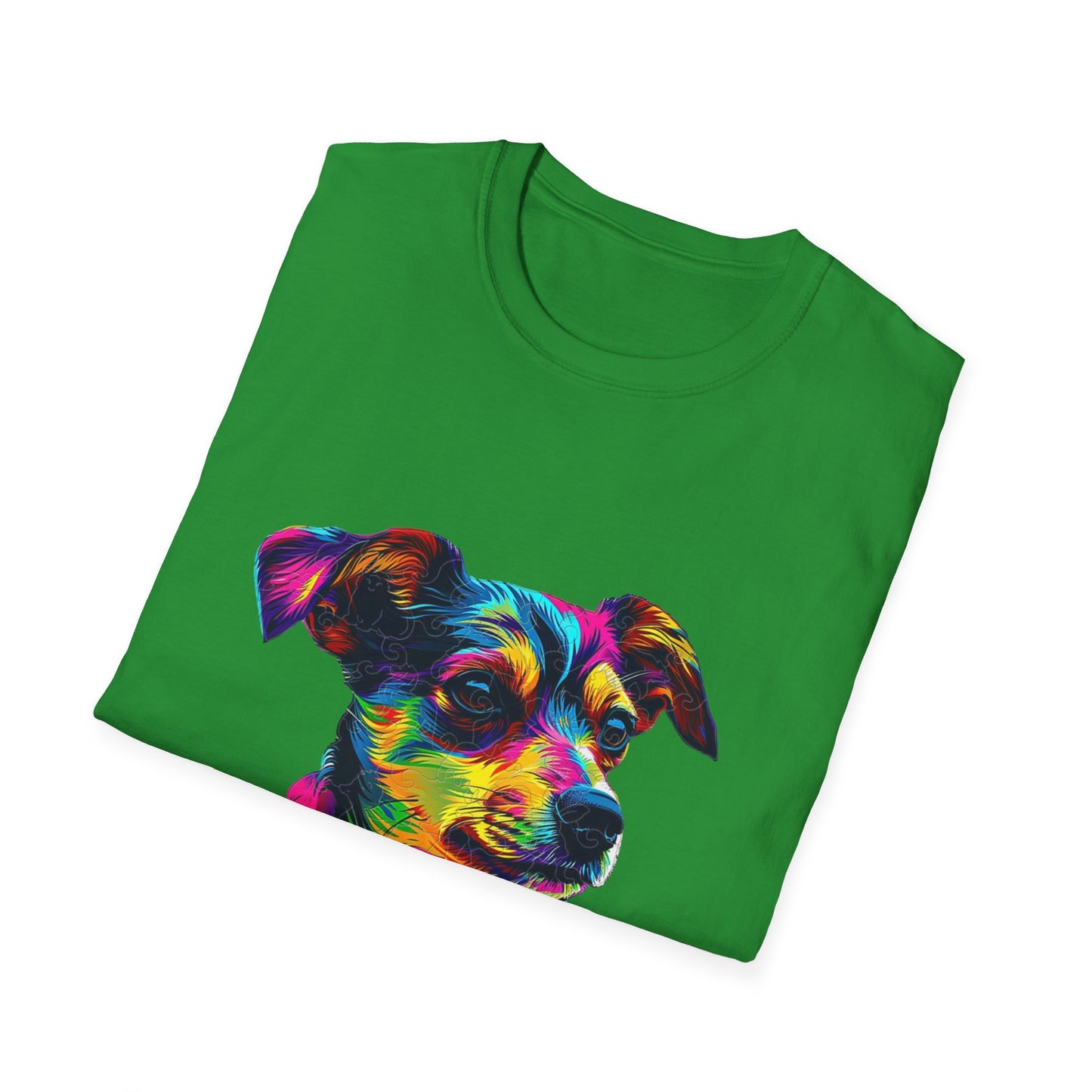 Colorful Dog Art Unisex Softstyle T-Shirt - Perfect Gift for Pet Lovers