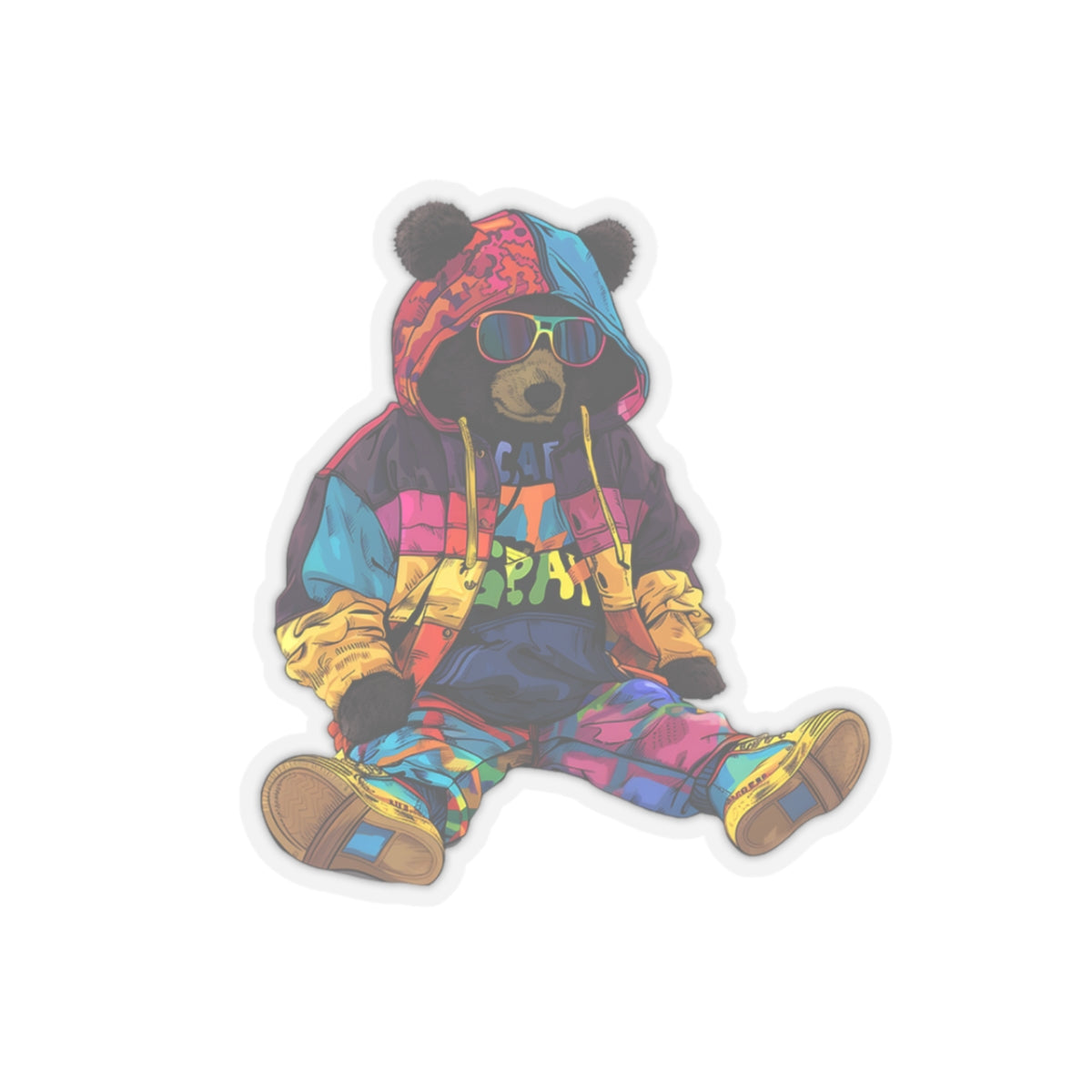 Colorful Bear Hip-Hop Kiss-Cut Stickers - Fun Decals for Kids & Adults