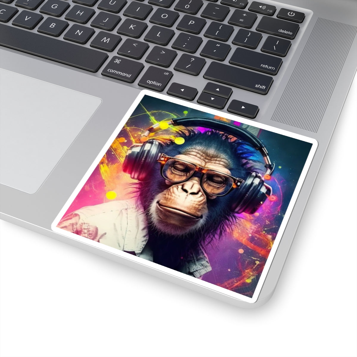 Vibrant Monkey Headphones Kiss-Cut Stickers for Music Lovers